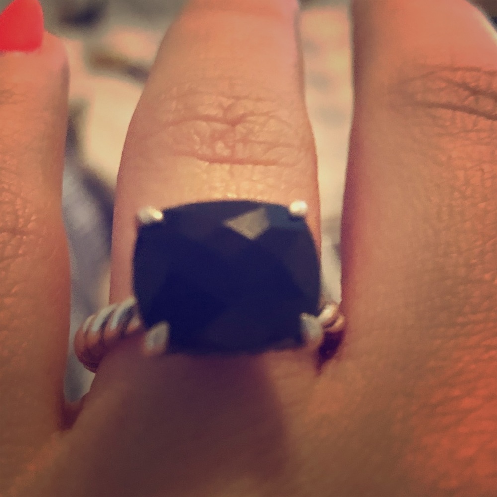Black Onyx Square David Yurman Ring. Sz 6.